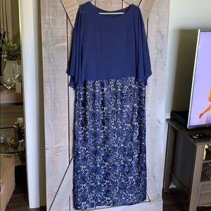Blue Italian lace mother of the bride dress